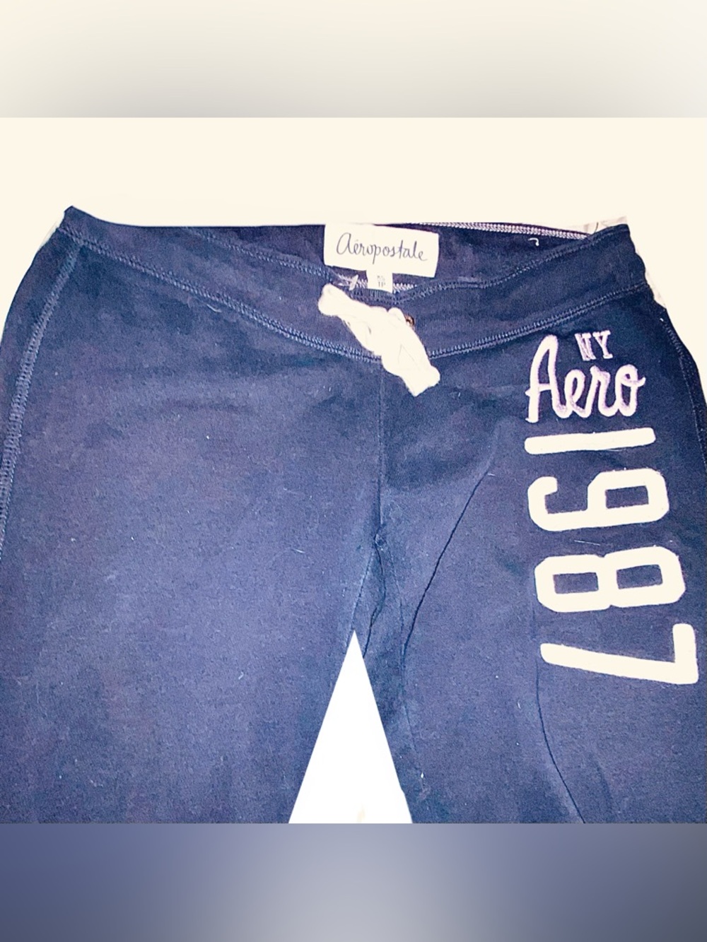 Aeropostale Navy Sweatpants with Purple m/White Aero' Script 1987